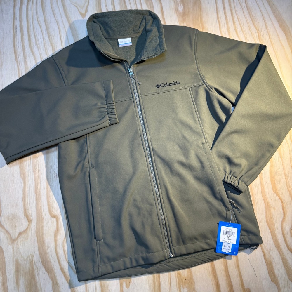 Columbia Men's Mt. Village Softshell Olive Green Fleece Lined Jacket Size M NWT